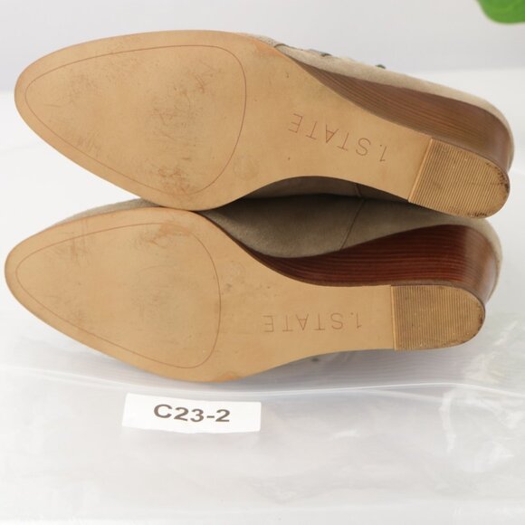 1.STATE Womens Kaleb Boot Size 9 Tan Taupe Suede Wedge Heel Zip Up Bootie - Picture 9 of 13